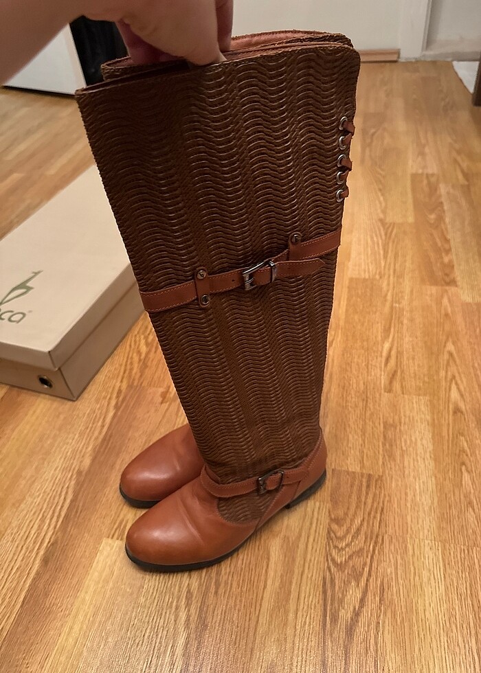 tanca uzun taba rengi kadın çizme - Görsel 4