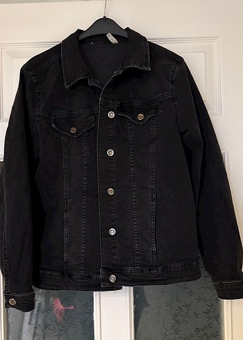 Koyu füme siyaha yakın Düğmeli Kadın Denim Ceket - Görsel 2