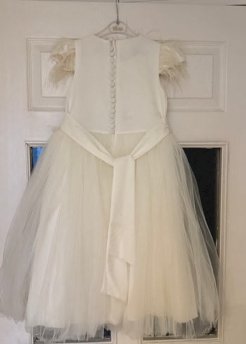 Kız Çocuk Beyaz Nakışlı Tül Elbise - Görsel 10