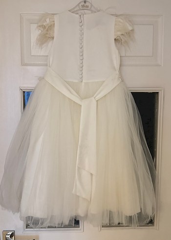 Kız Çocuk Beyaz Nakışlı Tül Elbise - Görsel 9