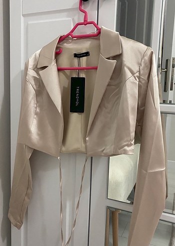 Bej Mini Kadın Blazer Ceket
