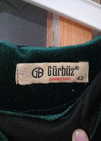 42 Beden Yeşil Simli Kadife Abiye Elbise