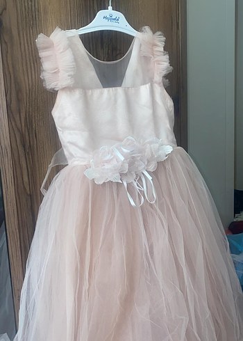 Pembe Kolsuz Fırfırlı Kız Elbisesi
