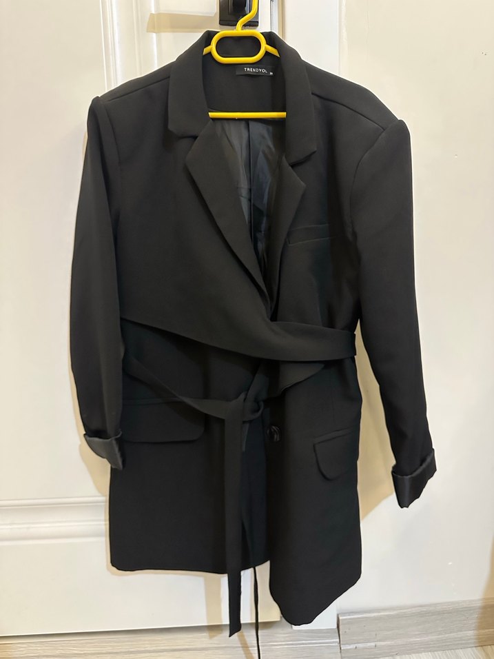 Siyah Kemerli Kadın Blazer Ceket - Görsel 2