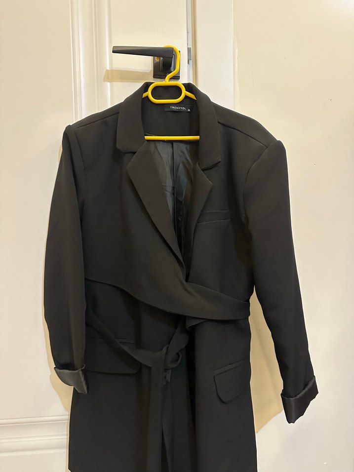 Siyah Kemerli Kadın Blazer Ceket - Görsel 4