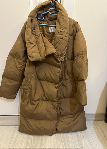 Düğmeli Kahverengi Kışlık Kadın Mont - Görsel 2