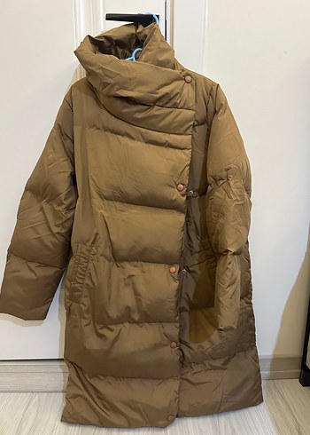 Düğmeli Kahverengi Kışlık Kadın Mont - Görsel 4