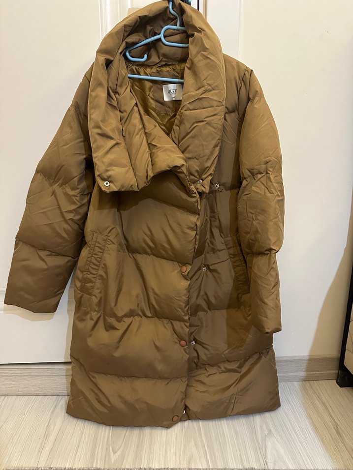 Düğmeli Kahverengi Kışlık Kadın Mont - Görsel 2