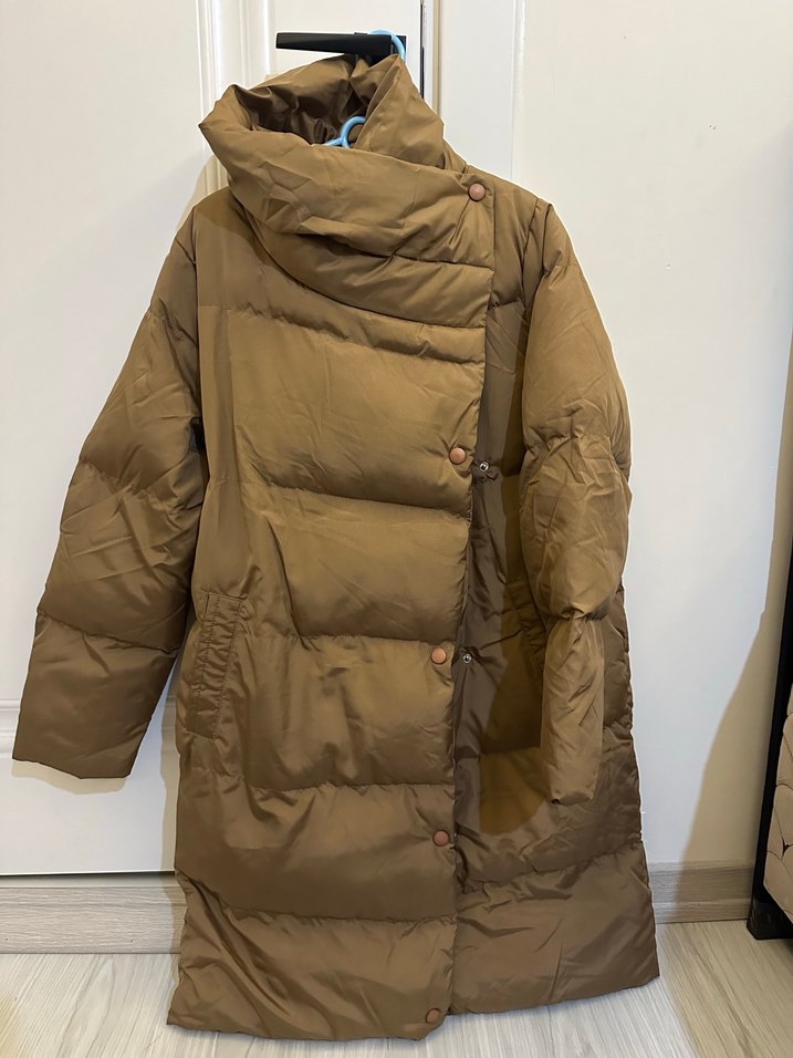 Düğmeli Kahverengi Kışlık Kadın Mont - Görsel 4