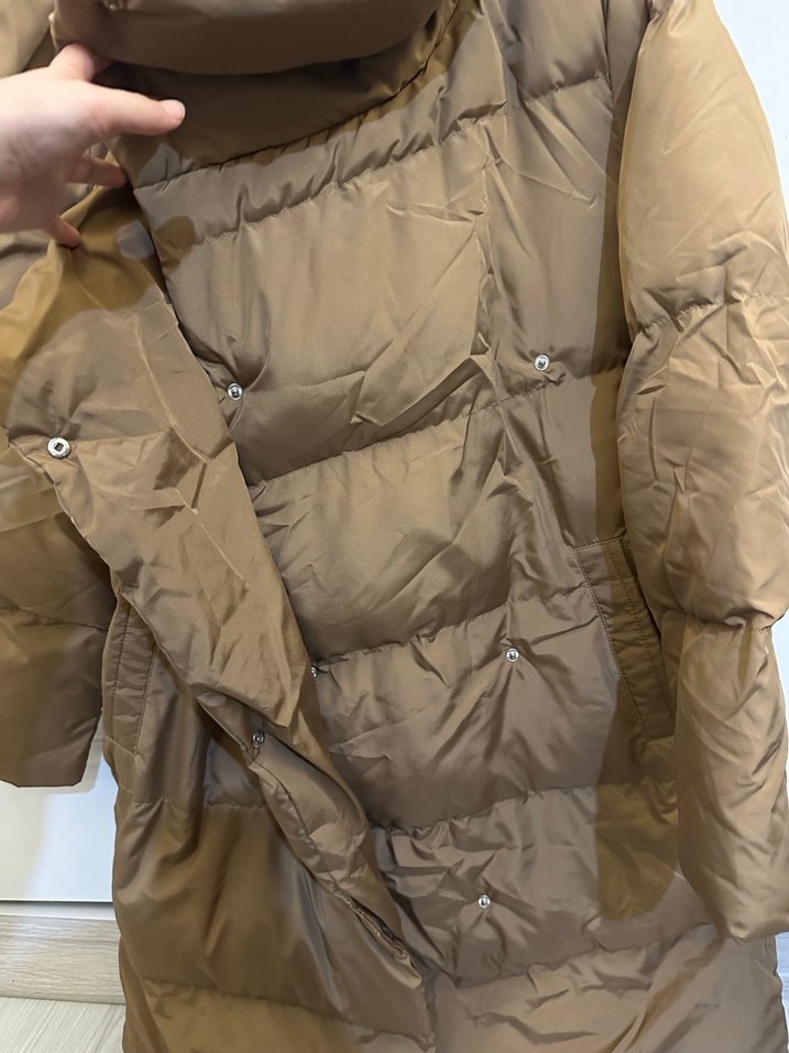 Düğmeli Kahverengi Kışlık Kadın Mont - Görsel 3