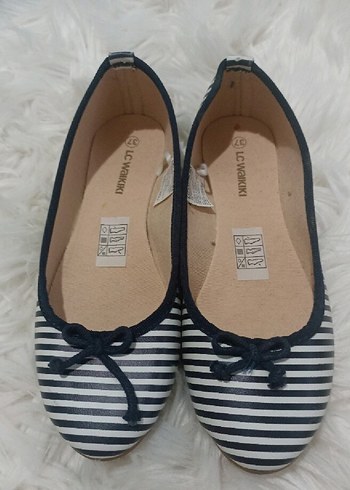 LC Waikiki LC Waikiki Kadın Mavi Çizgili Dolgu Topuklu Babet