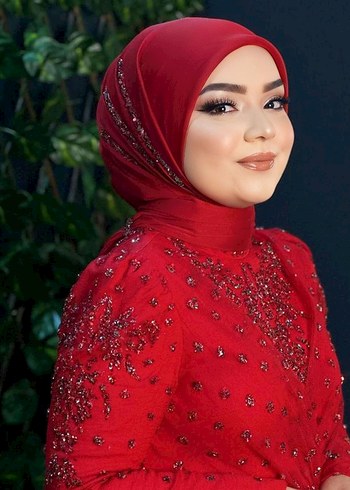 Koyu Kırmızı Tesettür Abiye