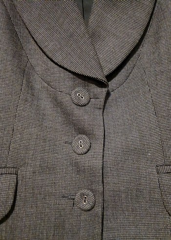 Gri Düğmeli Kadın Blazer Ceket - Görsel 3