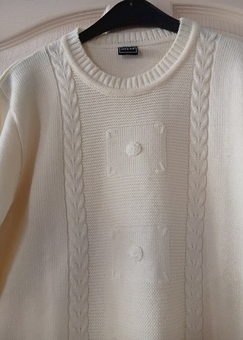 Beyaz Örgü Kadın Kazak - Görsel 2