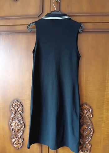 Düğmeli Siyah Midi Kolsuz Elbise - Görsel 2