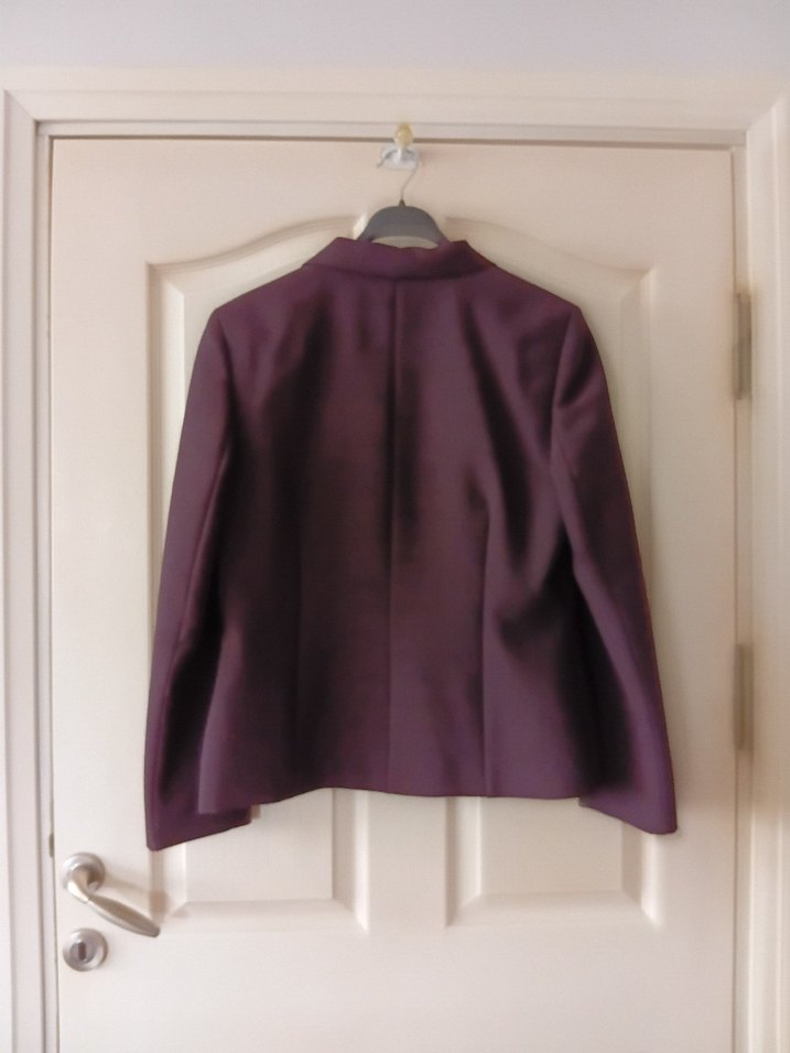 Bordo Kadın Ofis Blazeri, Düğmeli, Normal Boy - Görsel 2