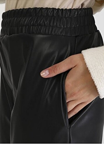 Diğer Lastikli Siyah Siyah Deri Pantolon M/L/XL