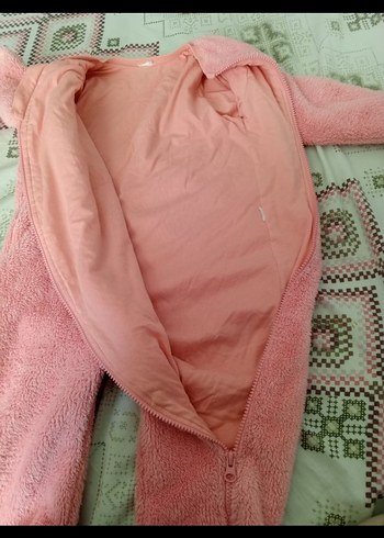 Kız Bebek Pembe Peluş Tulum - Görsel 3