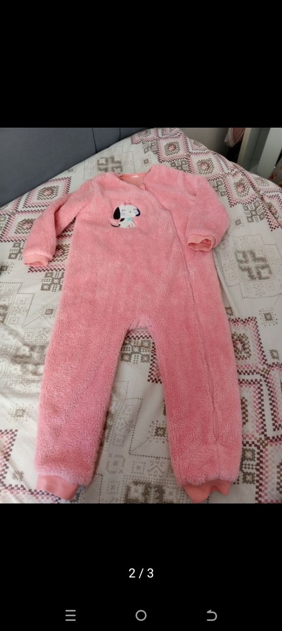 Kız Bebek Pembe Peluş Tulum - Görsel 2