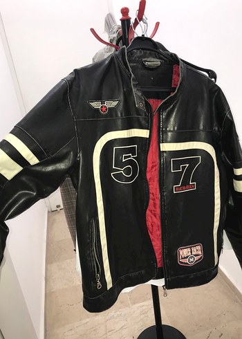 Kemerli Siyah Deri Biker Ceket - Görsel 7