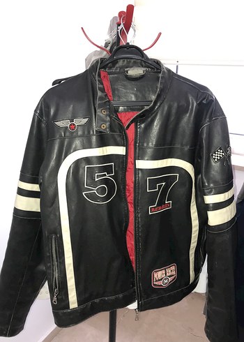 Kemerli Siyah Deri Biker Ceket - Görsel 3