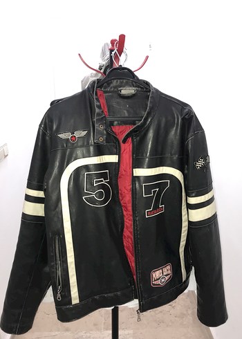 Kemerli Siyah Deri Biker Ceket - Görsel 4