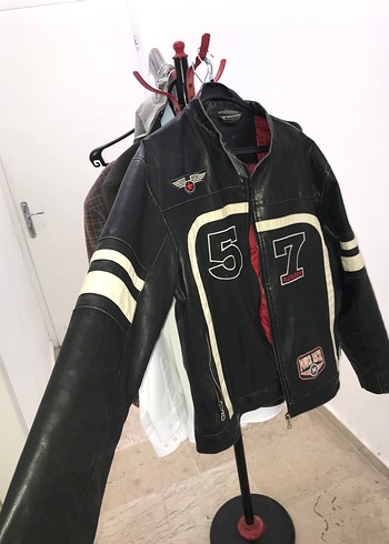 Kemerli Siyah Deri Biker Ceket - Görsel 8