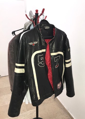 Kemerli Siyah Deri Biker Ceket - Görsel 5