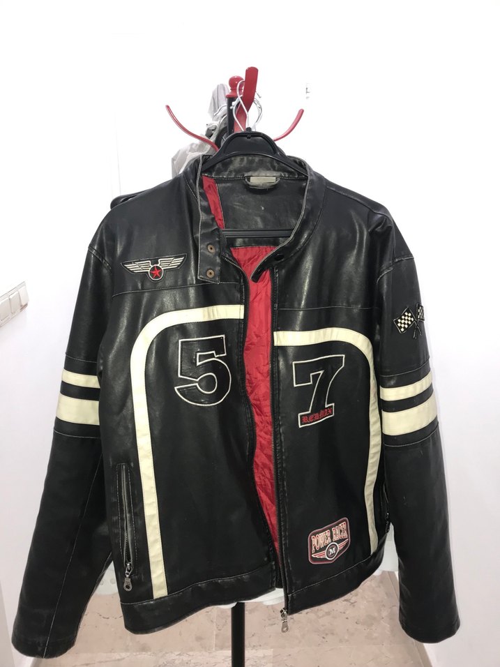 Kemerli Siyah Deri Biker Ceket - Görsel 4