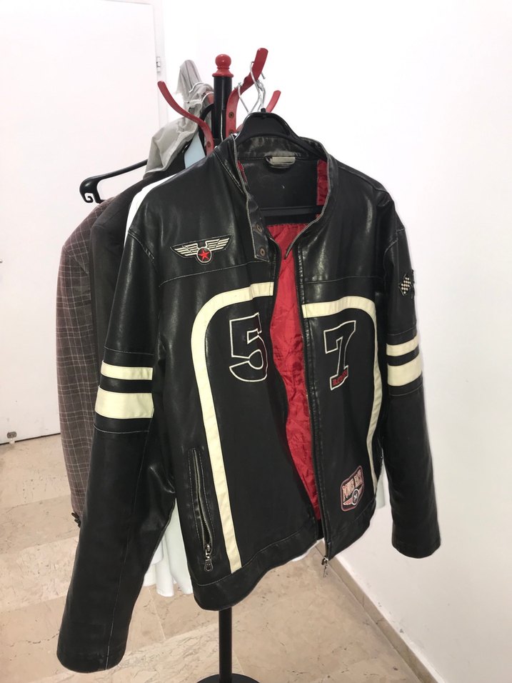 Kemerli Siyah Deri Biker Ceket - Görsel 5