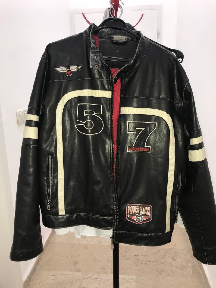 Kemerli Siyah Deri Biker Ceket - Görsel 2