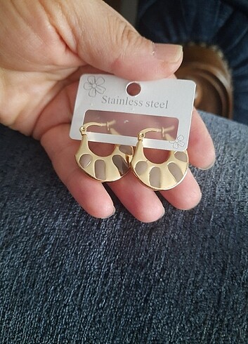 Füme Mineli Yazlık çelik gold küpe
