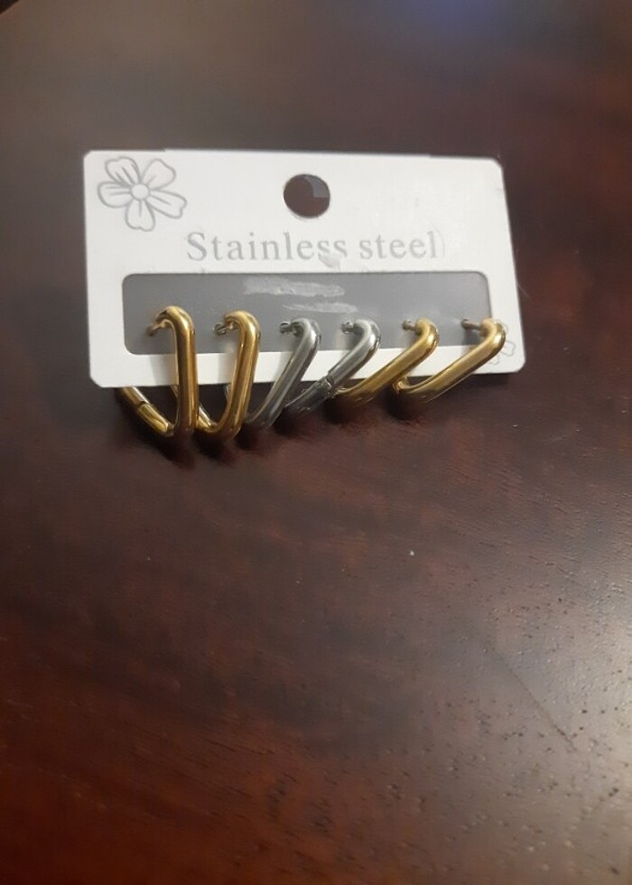 Üçgen halka çelik küpe  - Görsel 2