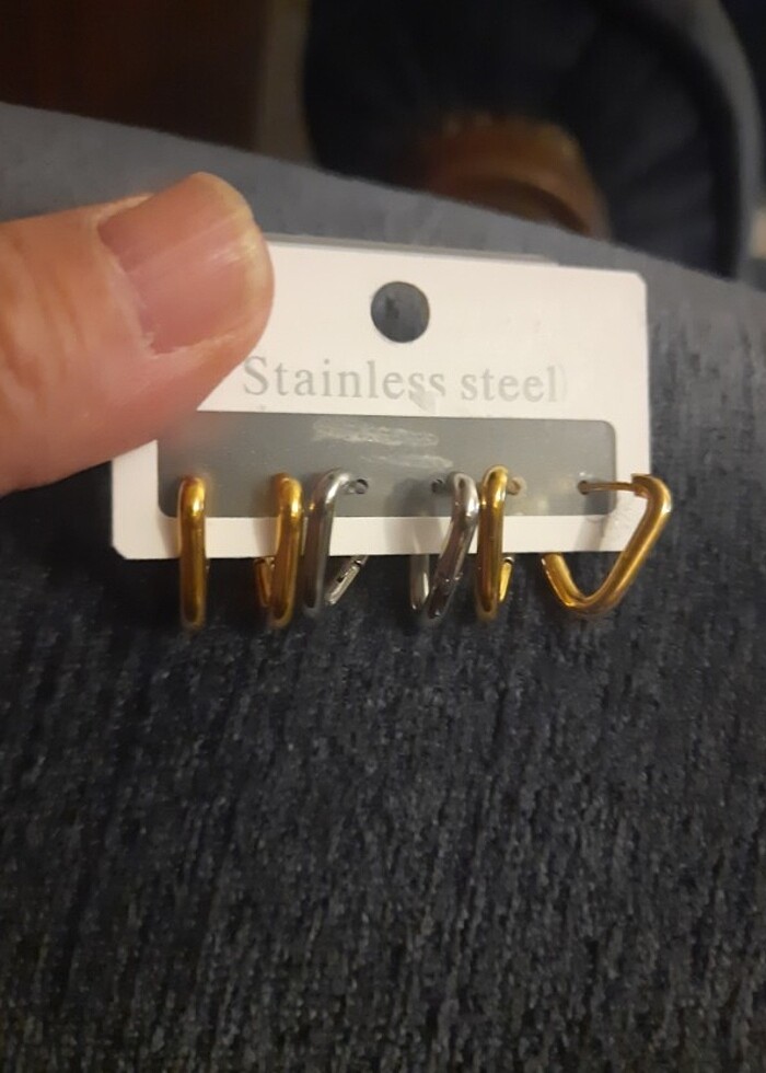 Üçgen halka çelik küpe  - Görsel 3