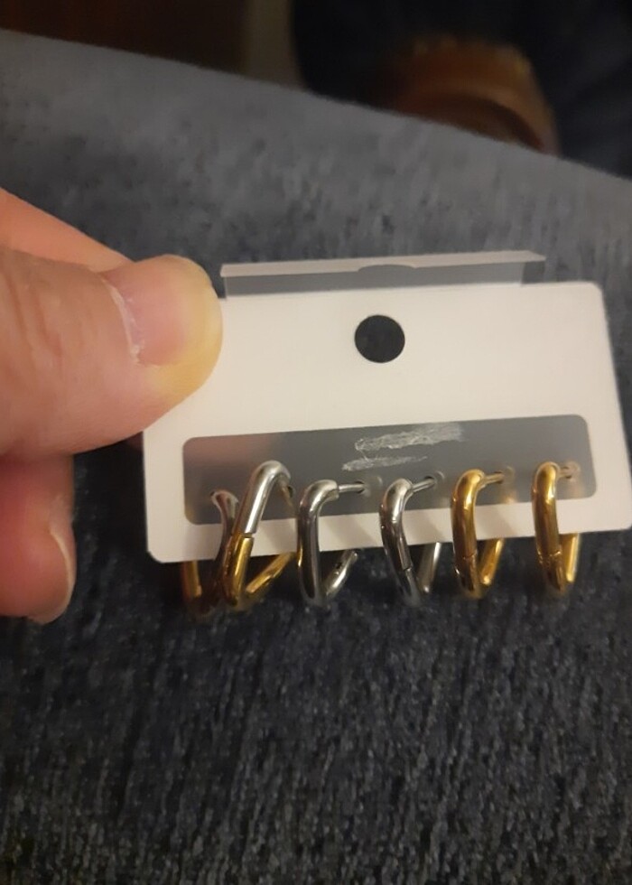 Üçgen halka çelik küpe  - Görsel 4