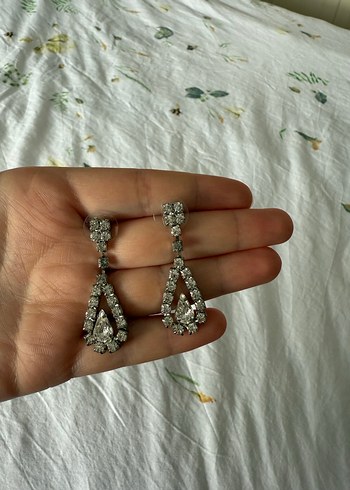 Vintage Beyaz Payetli Midi Küpe