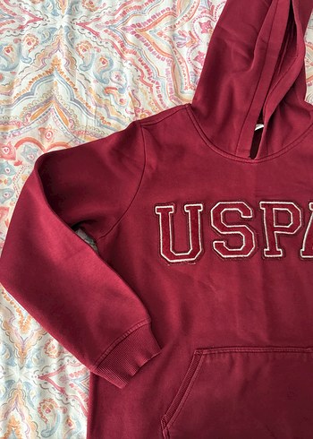 Bordo Kapüşonlu USPA Sweatshirt - Görsel 2