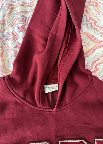 Bordo Kapüşonlu USPA Sweatshirt - Görsel 3