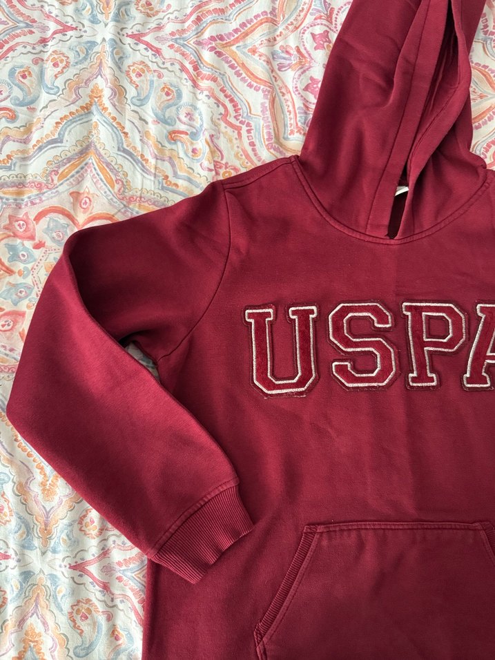 Bordo Kapüşonlu USPA Sweatshirt - Görsel 2