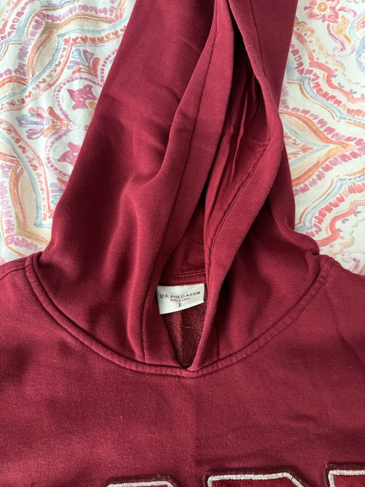 Bordo Kapüşonlu USPA Sweatshirt - Görsel 3