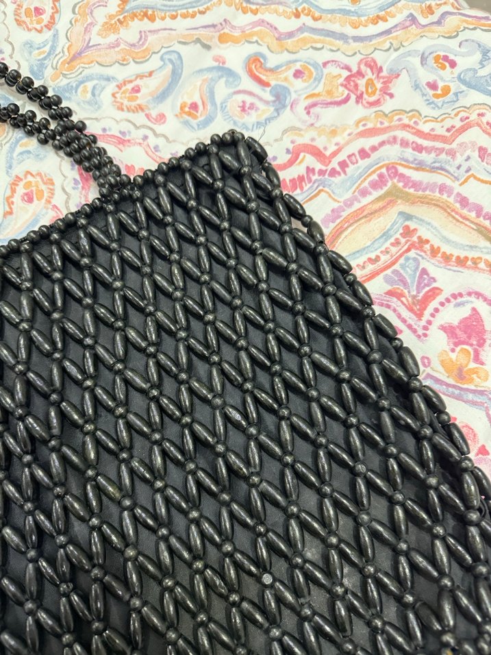 Boncuk İşlemeli Siyah Bohem Kadın Çanta - Görsel 2