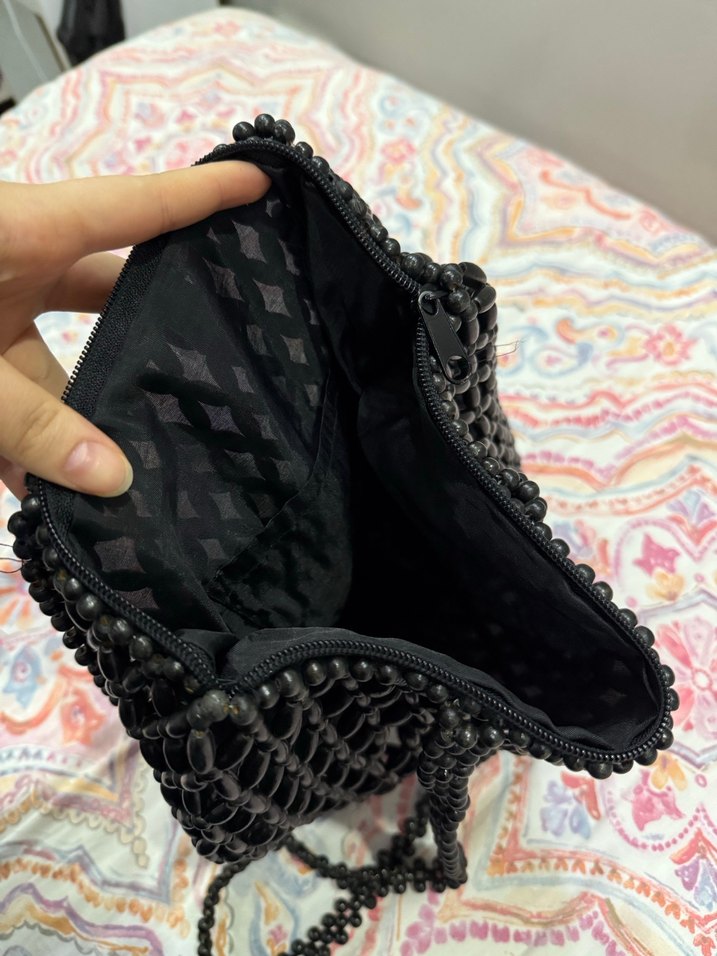 Boncuk İşlemeli Siyah Bohem Kadın Çanta - Görsel 3