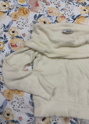 Uzun Kollu Beyaz Triko Kadın Kazak - Görsel 2