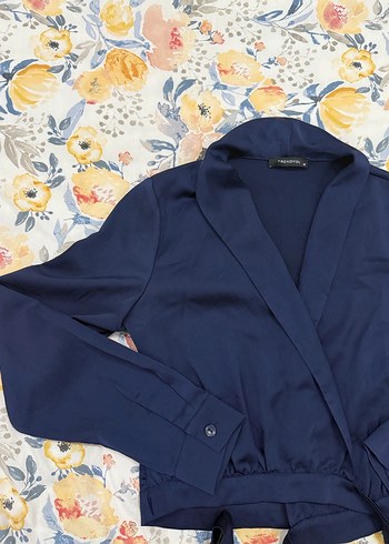 Lacivert Kadın Midi Gömlek - Görsel 2