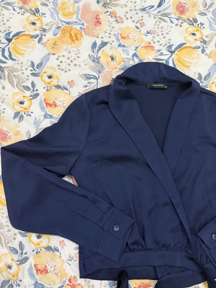 Lacivert Kadın Midi Gömlek - Görsel 2