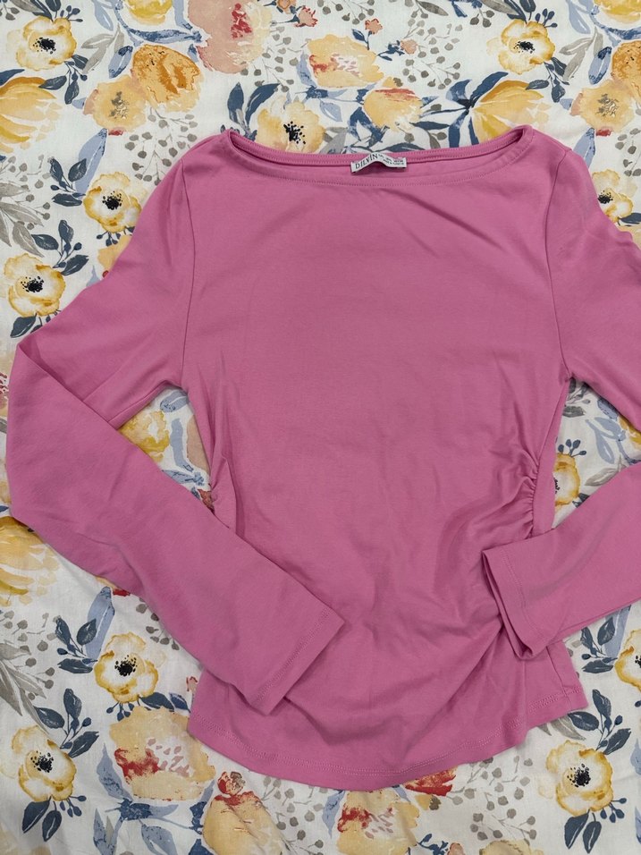 Dilvin Uzun Kollu Pembe Bluz - Görsel 3