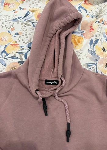 Gül kurusu Kapüşonlu Kadın Sweatshirt - Görsel 3