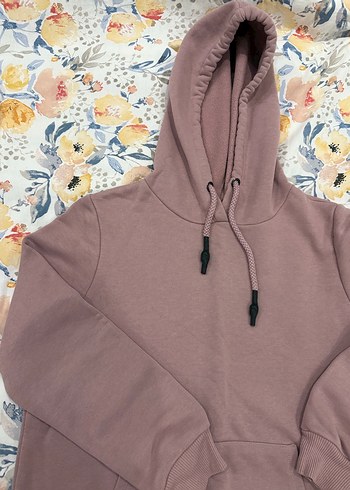 Gül kurusu Kapüşonlu Kadın Sweatshirt - Görsel 2