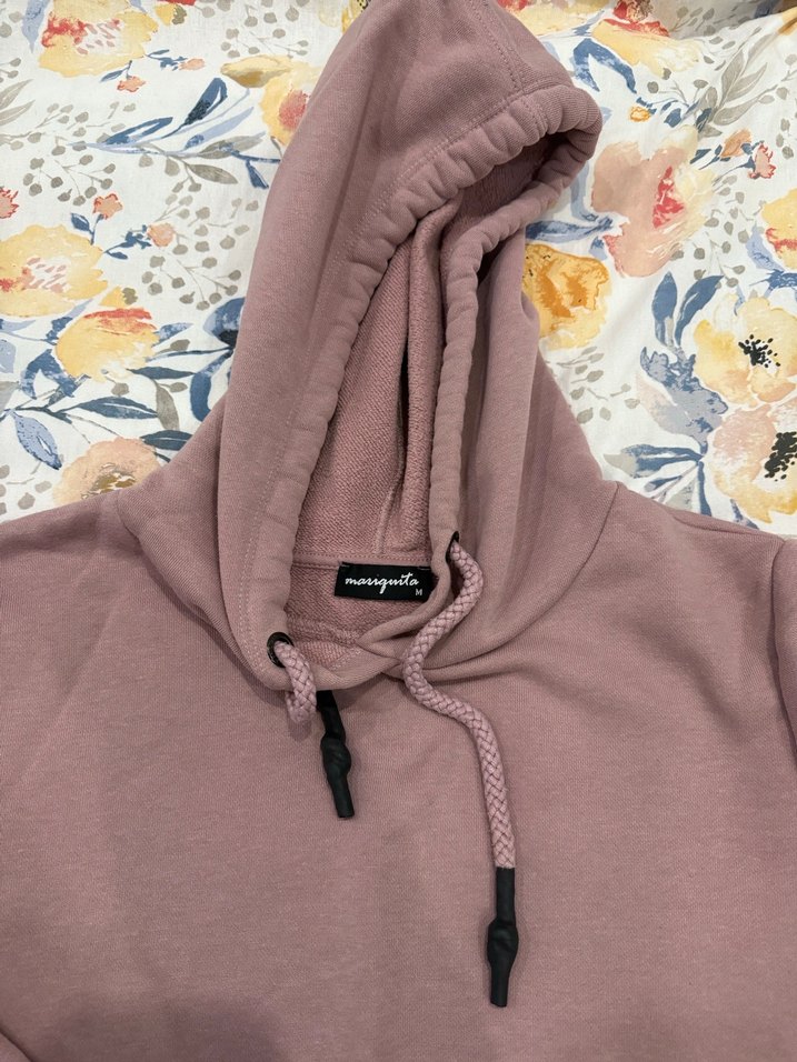 Gül kurusu Kapüşonlu Kadın Sweatshirt - Görsel 3