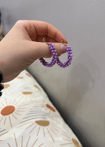 Mor Boncuklu Mini Bohem Küpeler - Görsel 2